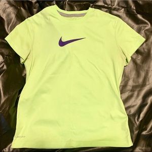 Nike Dri-fit Shirt Neon Green & Purple Size Large